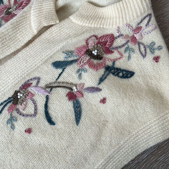 Vintage 80’s embroidered sleeveless cardigan vest cottagecore‎ dainty floral - Picture 7 of 7